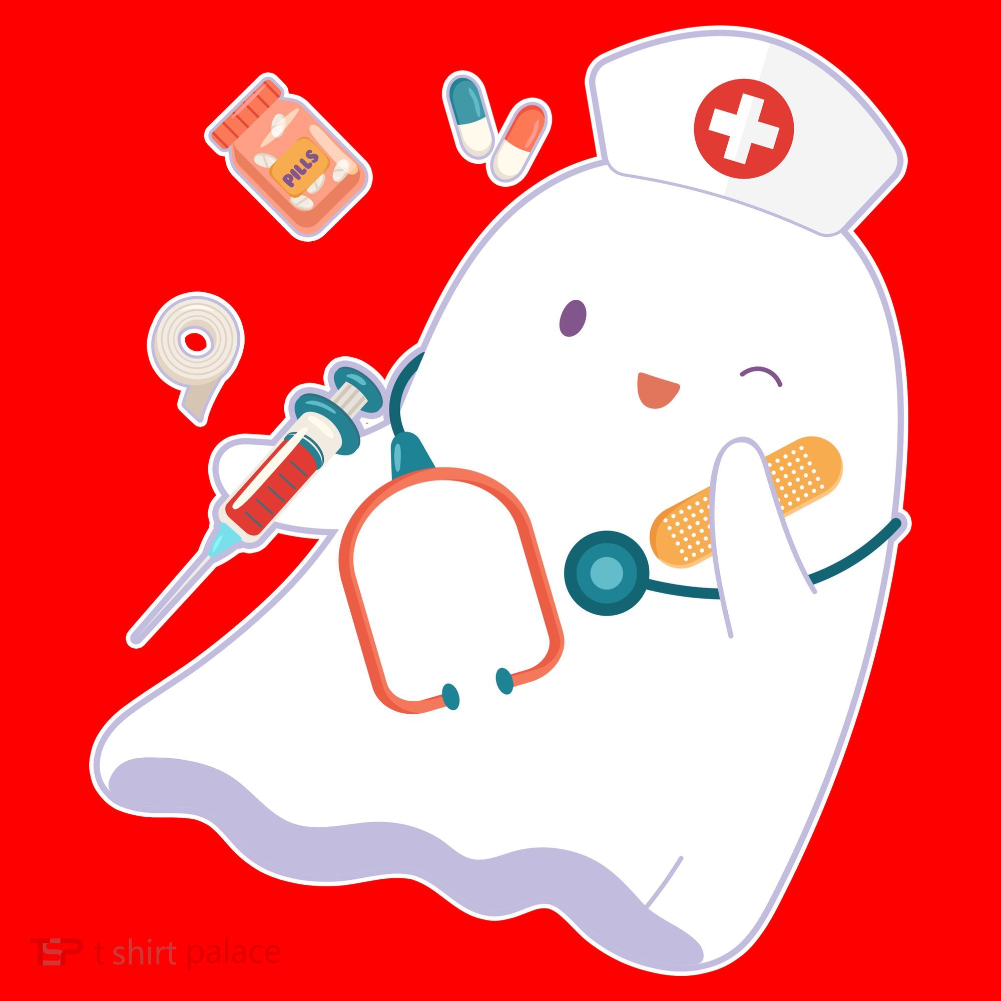 Funny Cute Halloween Nurse Ghost Santa Hat