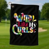 Funny Curly Hair Leopard Wild Like My Curls Gift Golf Towel thumb 1