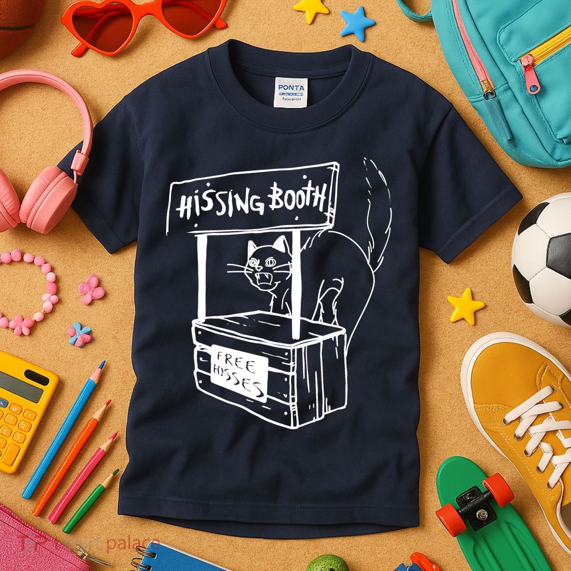 Funny Cat Hissing Booth Free Hisses Memes For Cat Lovers Kids T-Shirt