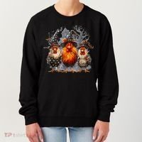 Funny Chicken Halloween Costume Spooky Season Chickens Witch Women's Sweatshirt thumb 0