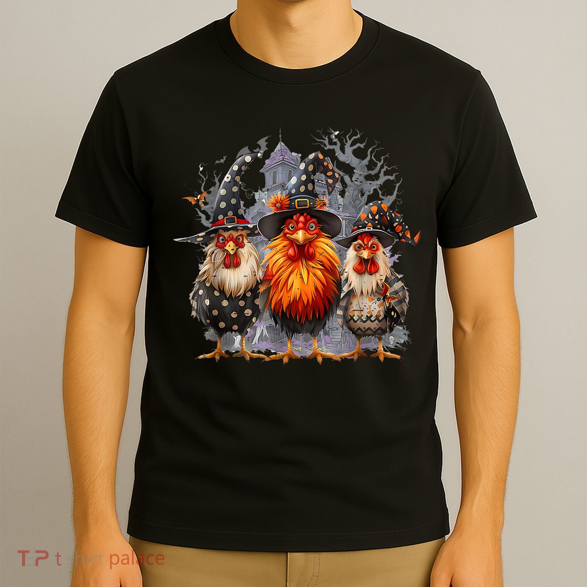Funny Chicken Halloween Costume Spooky Season Chickens Witch T-Shirt