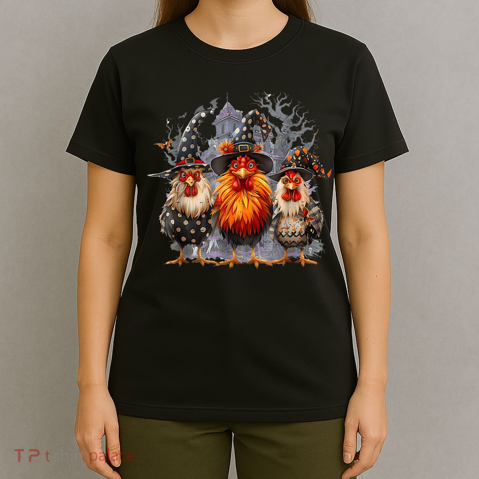 Funny Chicken Halloween Costume Spooky Season Chickens Witch T-Shirt