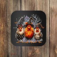 Funny Chicken Halloween Costume Spooky Season Chickens Witch Coaster thumb 0