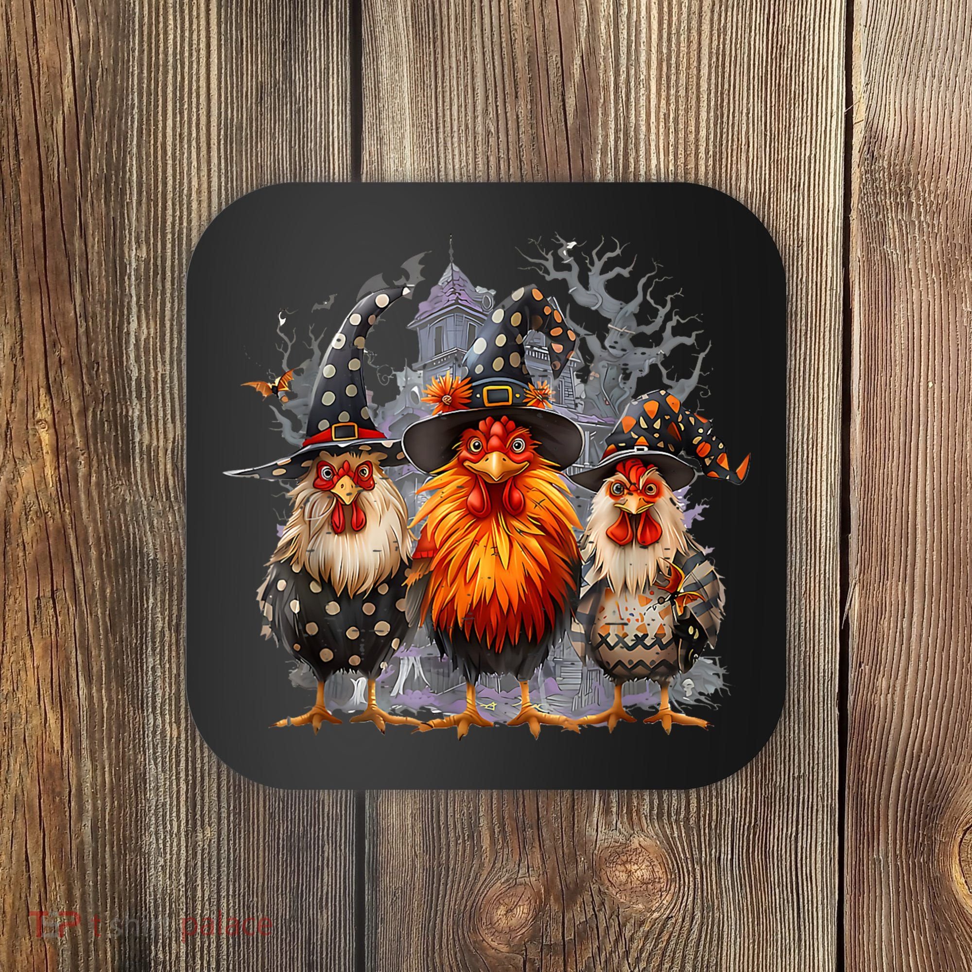 Funny Chicken Halloween Costume Spooky Season Chickens Witch Coaster