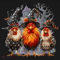Funny Chicken Halloween Costume Spooky Season Chickens Witch Women's Hoodie thumb 2