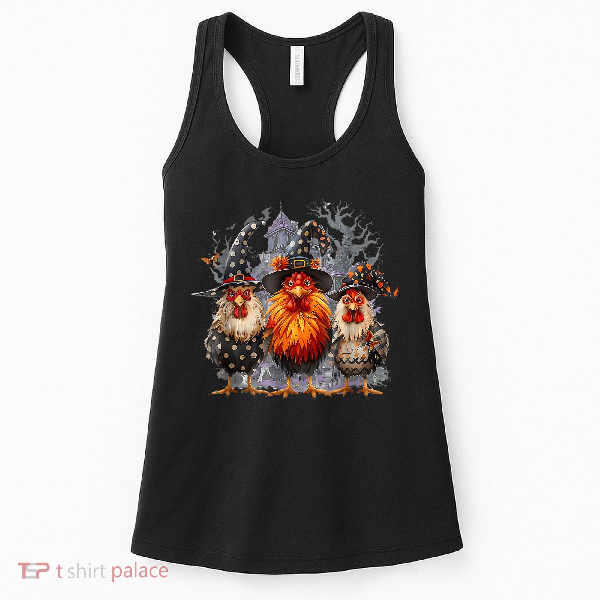 Funny Chicken Halloween Costume Spooky Season Chickens Witch Women's Tank Top