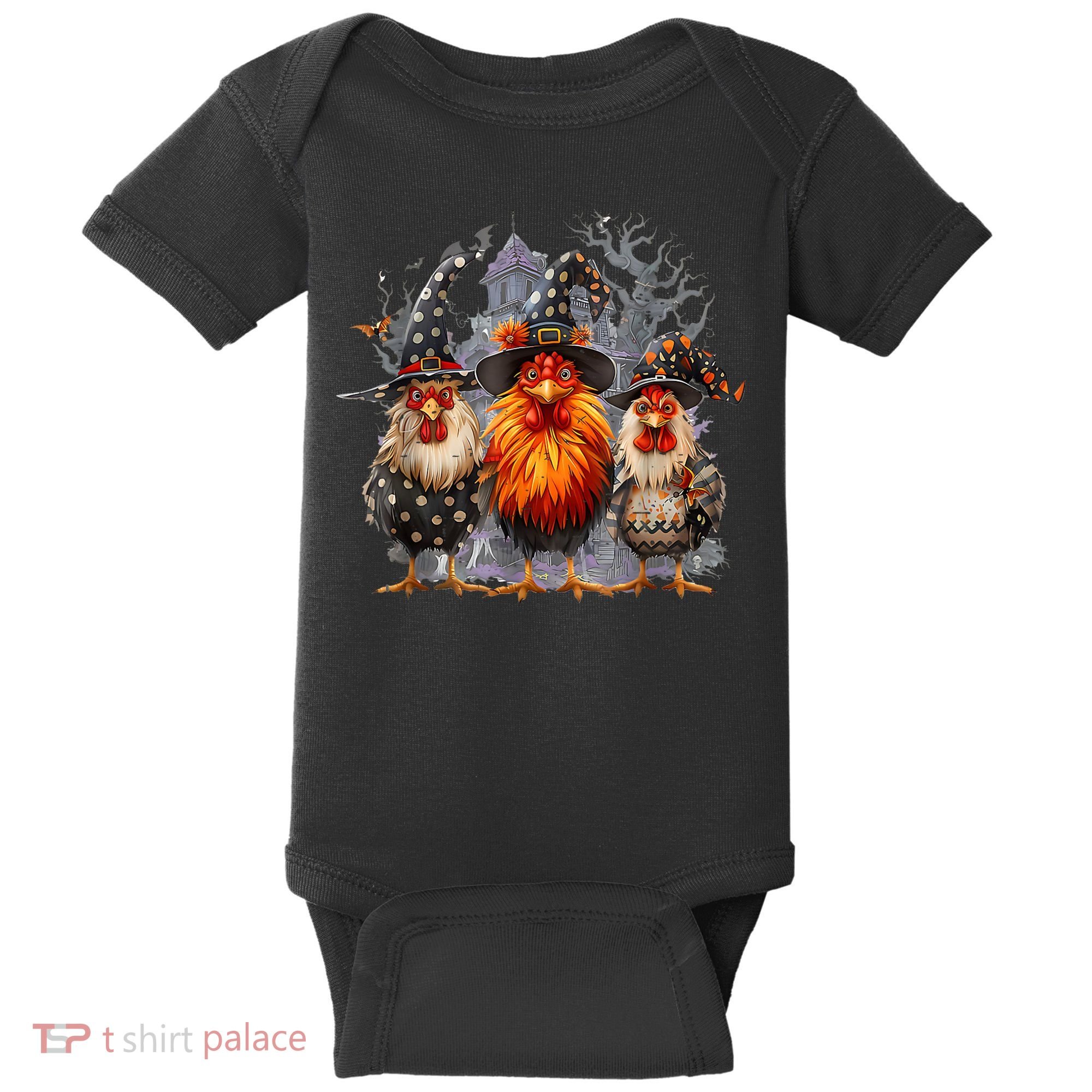 Funny Chicken Halloween Costume Spooky Season Chickens Witch Baby Bodysuit