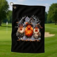 Funny Chicken Halloween Costume Spooky Season Chickens Witch Golf Towel thumb 1