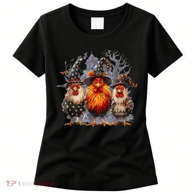 Funny Chicken Halloween Costume Spooky Season Chickens Witch Women's T-Shirt