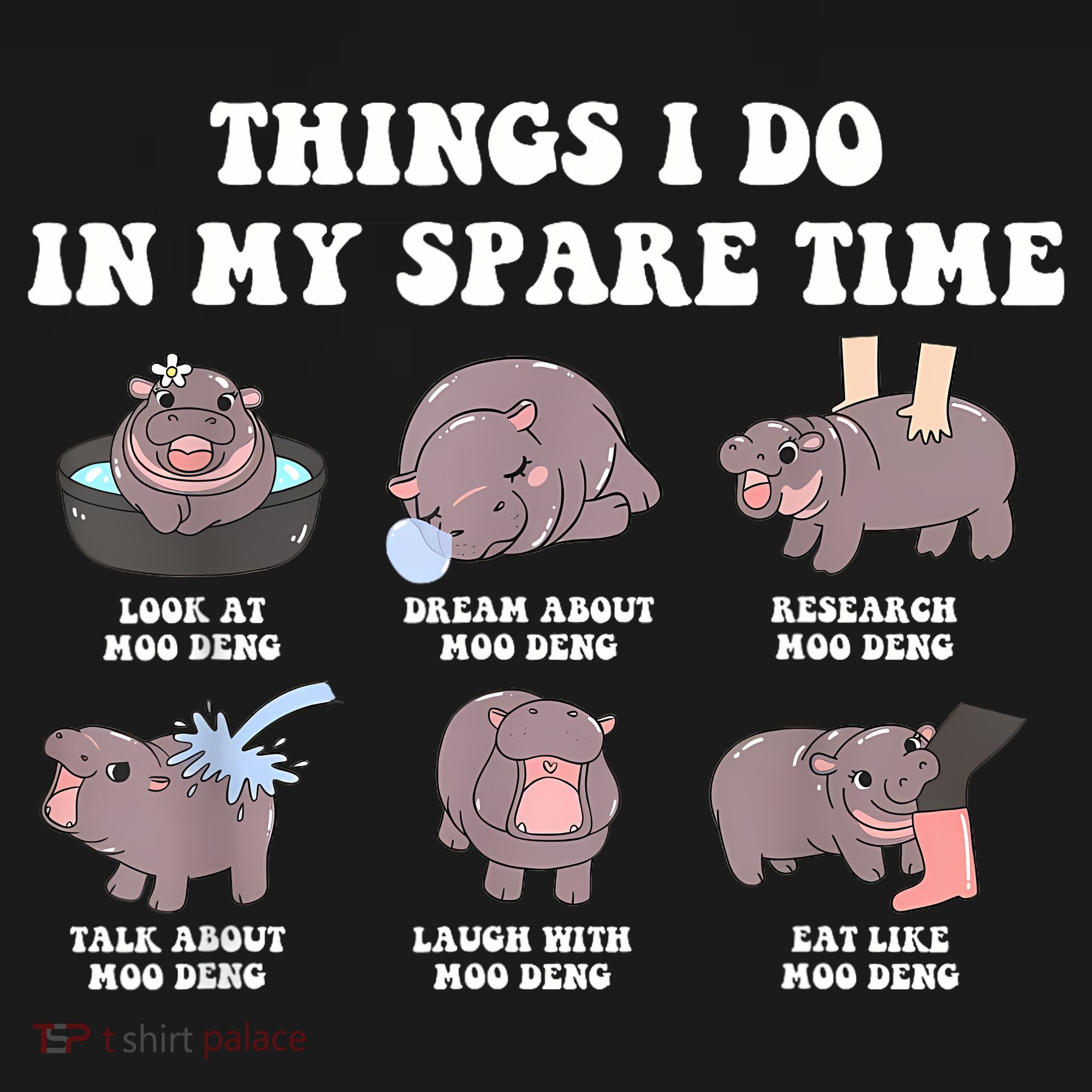 Funny Cute Hippo Moo Deng Things I Do In My Spare Time Meme Long Sleeve Shirt