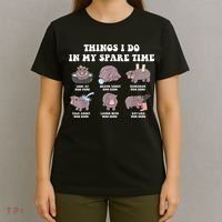 Funny Cute Hippo Moo Deng Things I Do In My Spare Time Meme T-Shirt thumb 4