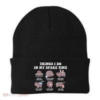 Funny Cute Hippo Moo Deng Things I Do In My Spare Time Meme Beanie thumb 0
