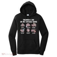 Funny Cute Hippo Moo Deng Things I Do In My Spare Time Meme Women's Hoodie thumb 0