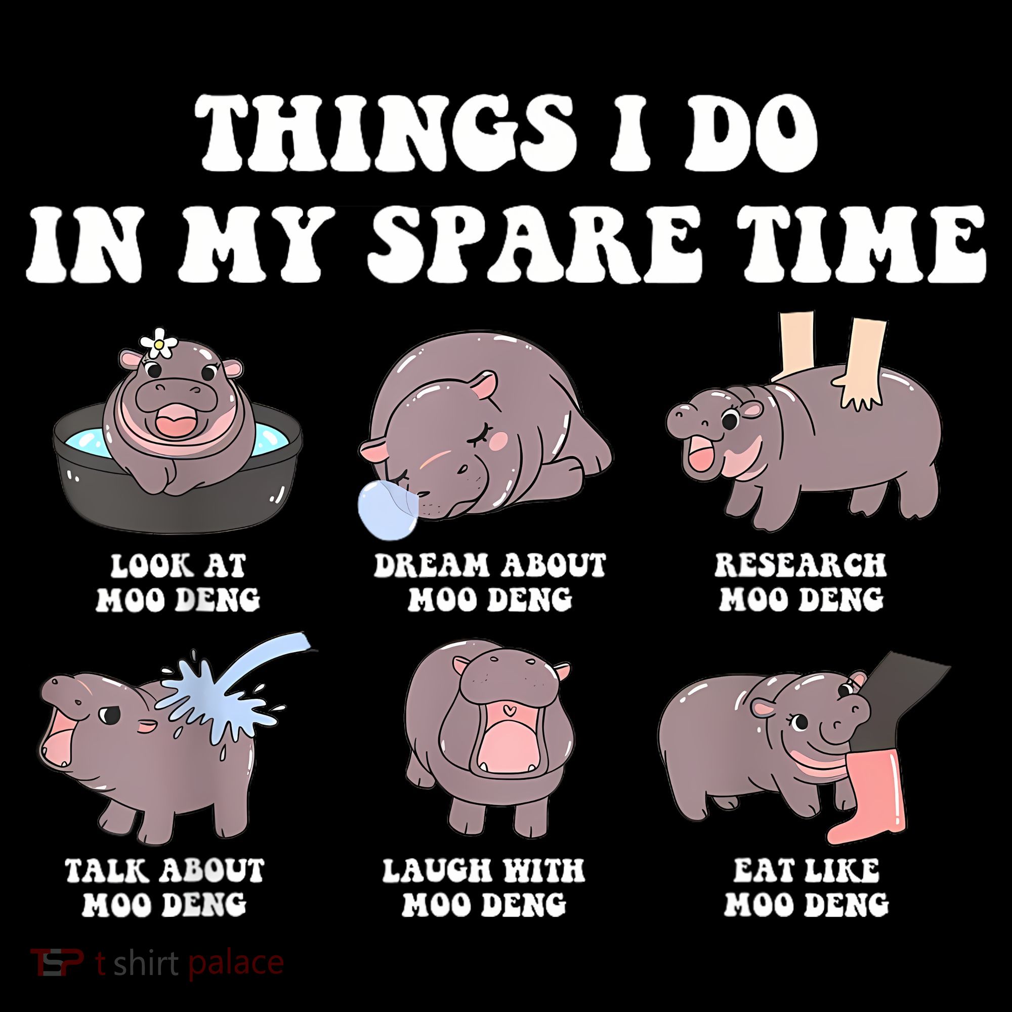 Funny Cute Hippo Moo Deng Things I Do In My Spare Time Meme Women's Hoodie