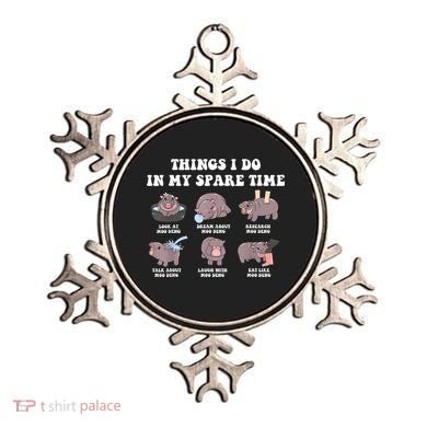 Funny Cute Hippo Moo Deng Things I Do In My Spare Time Meme Ornament