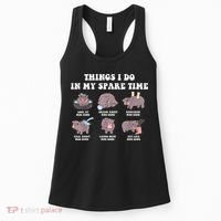 Funny Cute Hippo Moo Deng Things I Do In My Spare Time Meme Women's Tank Top thumb 0