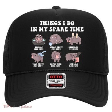 Funny Cute Hippo Moo Deng Things I Do In My Spare Time Meme Hat