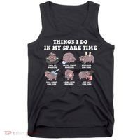 Funny Cute Hippo Moo Deng Things I Do In My Spare Time Meme Tank Top thumb 0