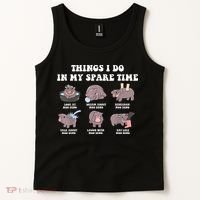 Funny Cute Hippo Moo Deng Things I Do In My Spare Time Meme Tank Top thumb 2