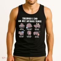 Funny Cute Hippo Moo Deng Things I Do In My Spare Time Meme Tank Top thumb 3