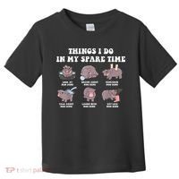 Funny Cute Hippo Moo Deng Things I Do In My Spare Time Meme Toddler T-Shirt thumb 0