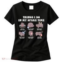 Funny Cute Hippo Moo Deng Things I Do In My Spare Time Meme Women's T-Shirt thumb 0