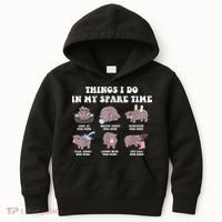 Funny Cute Hippo Moo Deng Things I Do In My Spare Time Meme Kids Hoodie thumb 0