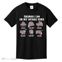 Funny Cute Hippo Moo Deng Things I Do In My Spare Time Meme Kids T-Shirt thumb 0