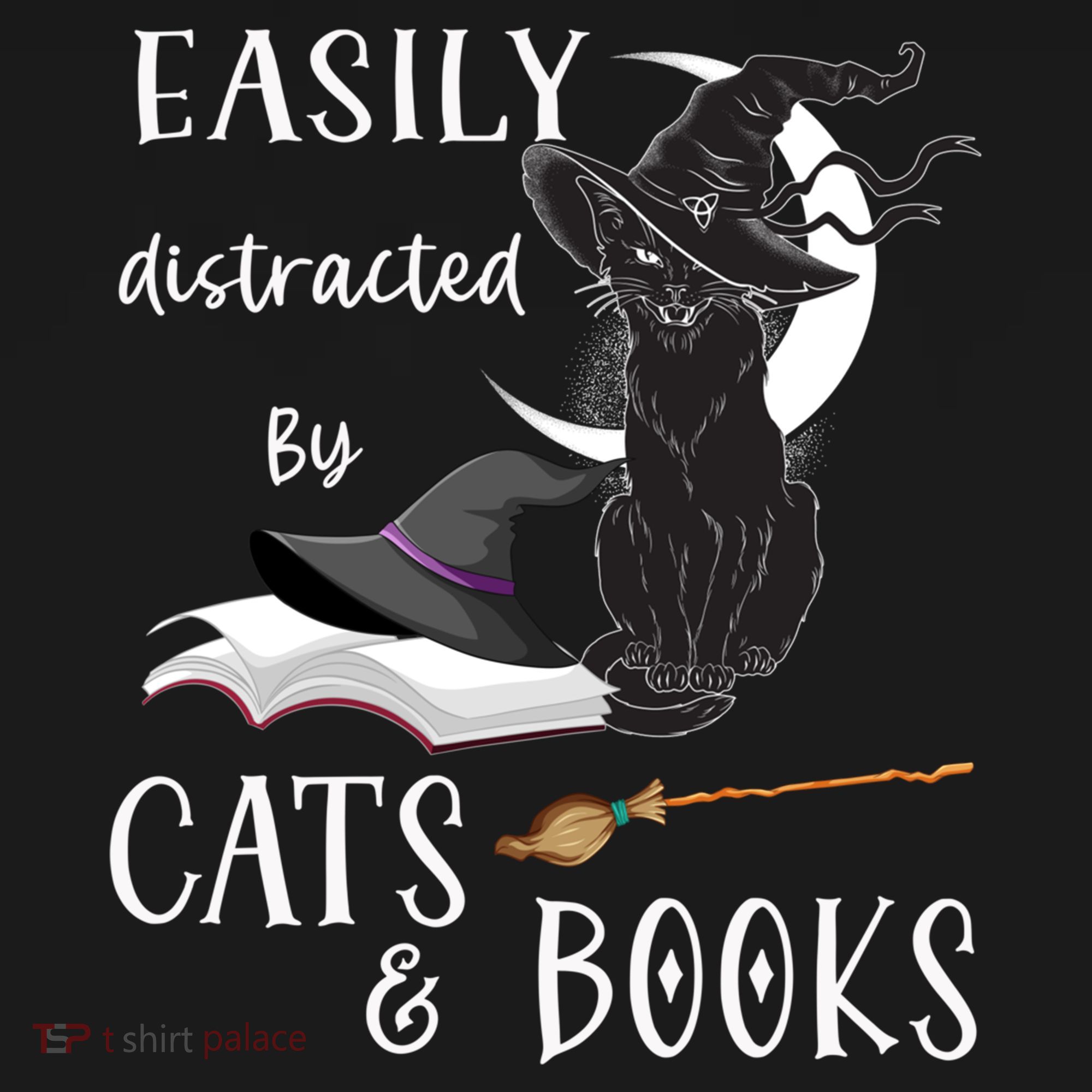 Funny Cat Halloween Tee Easily Distracted By Cats And Books Gift Ornament