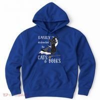 Funny Cat Halloween Tee Easily Distracted By Cats And Books Gift Hoodie thumb 0