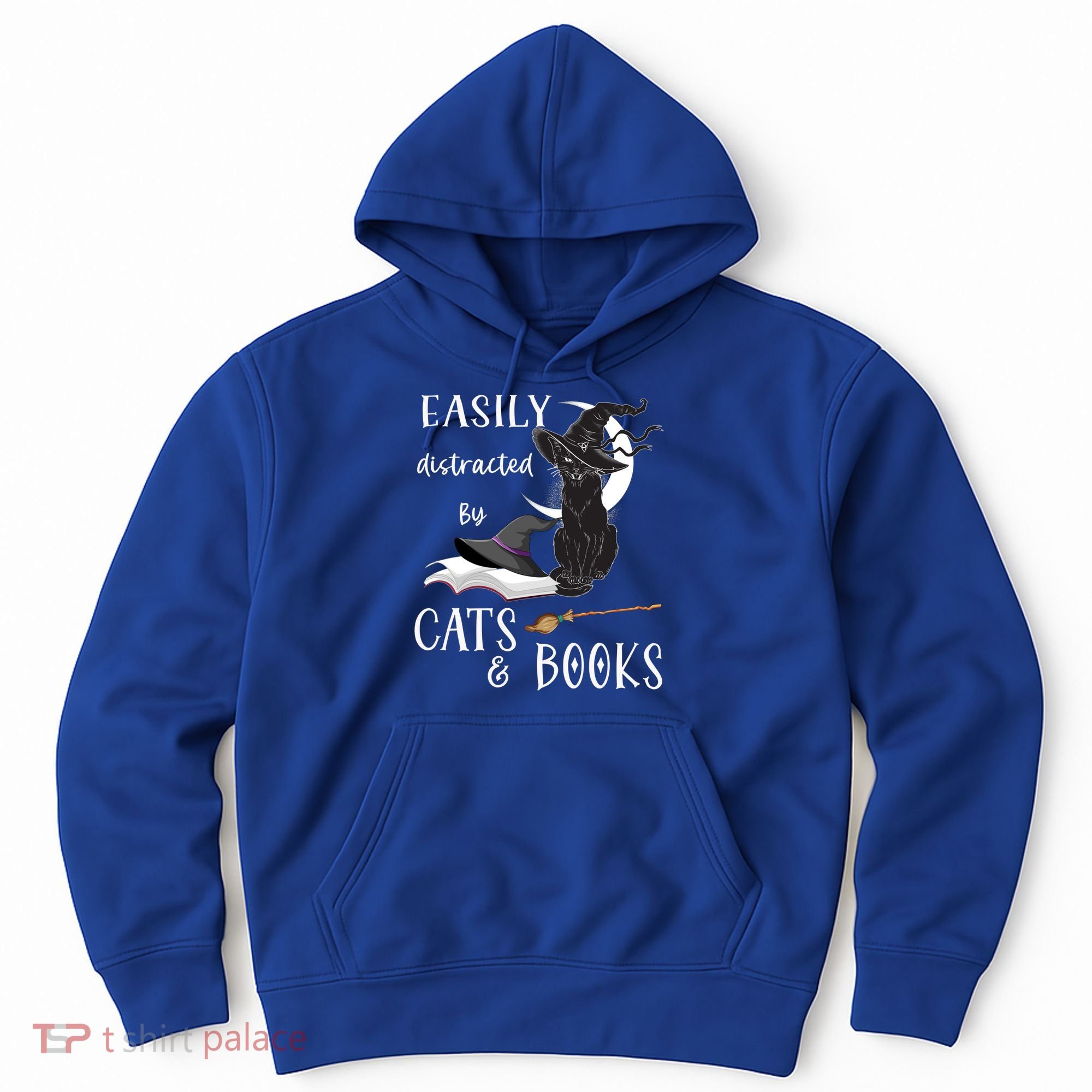 Funny Cat Halloween Tee Easily Distracted By Cats And Books Gift Hoodie