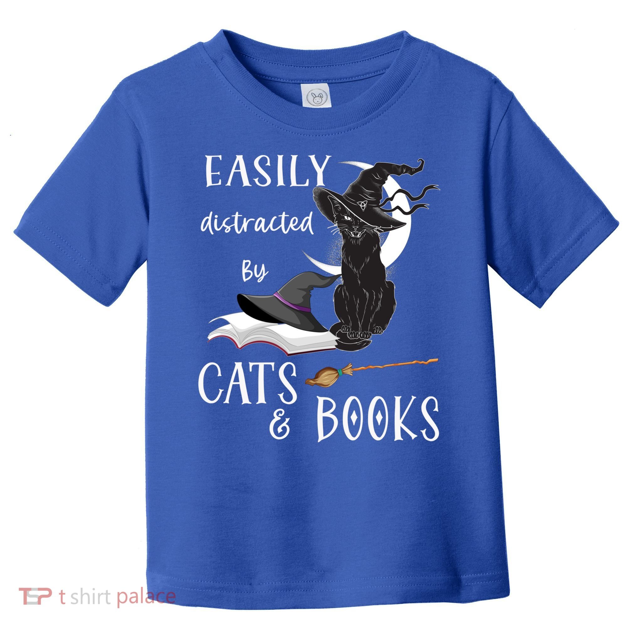 Funny Cat Halloween Tee Easily Distracted By Cats And Books Gift Toddler T-Shirt