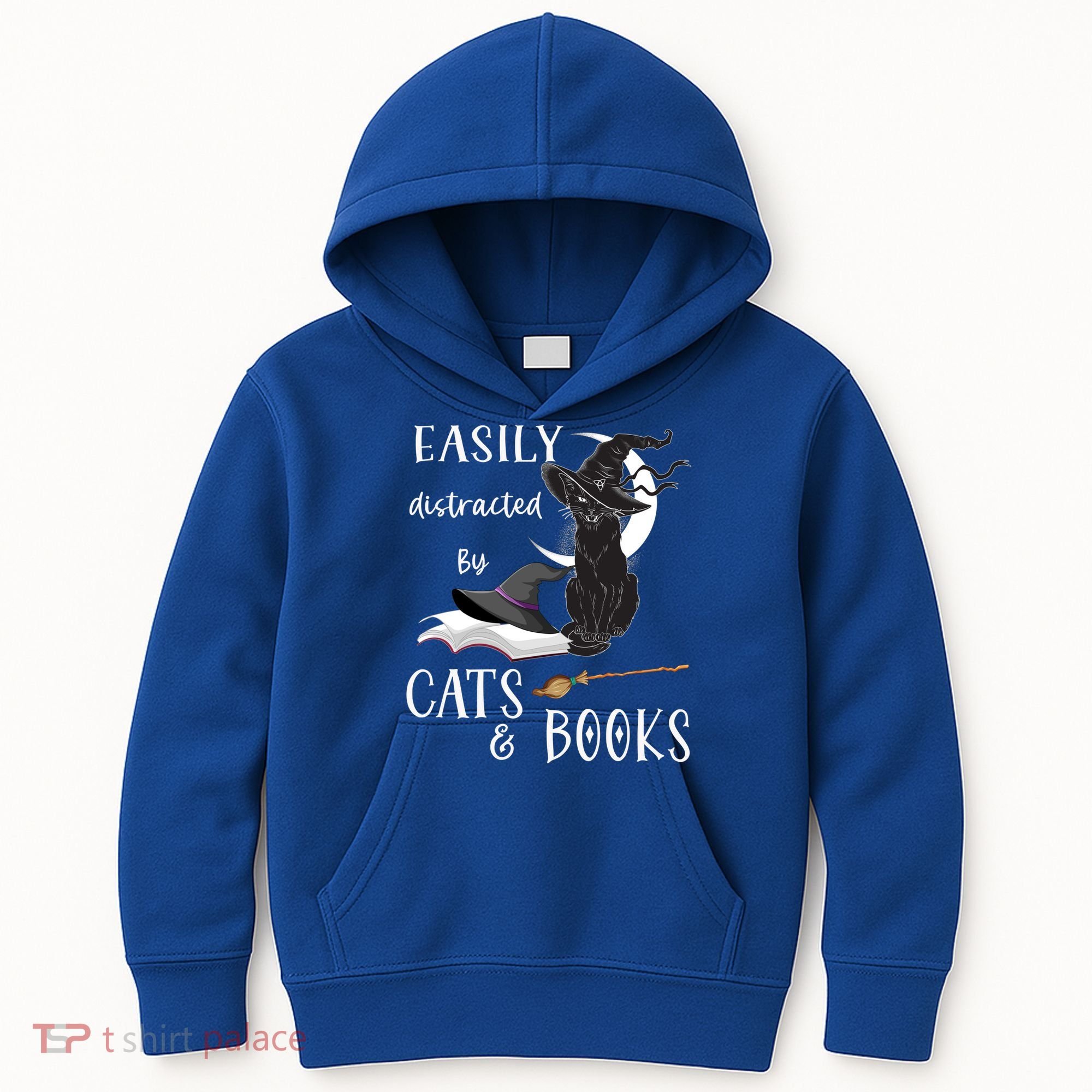 Funny Cat Halloween Tee Easily Distracted By Cats And Books Gift Kids Hoodie