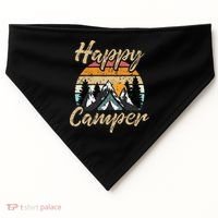 Funny Camping Hiking Lover Present Happy Camper Gift USA-Made Doggie Bandana thumb 0