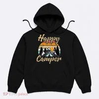 Funny Camping Hiking Lover Present Happy Camper Gift Hoodie thumb 0