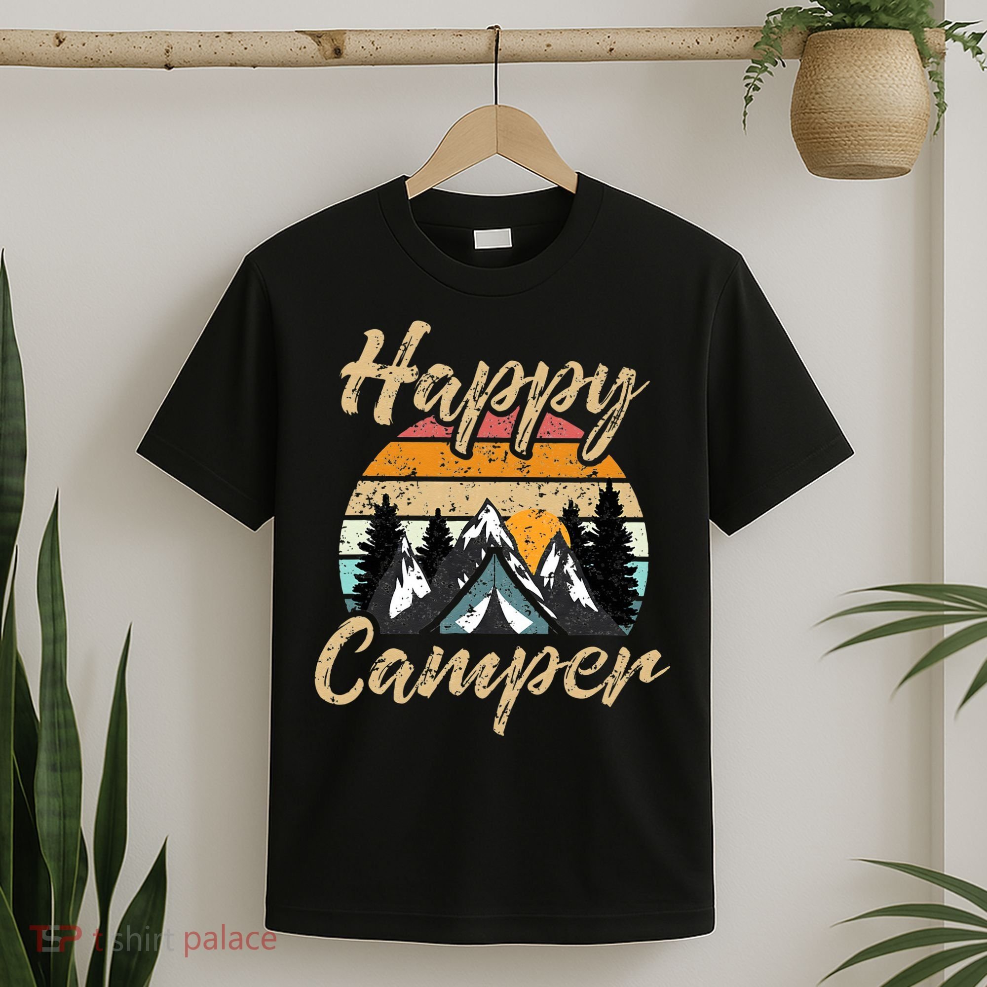 Funny Camping Hiking Lover Present Happy Camper Gift T-Shirt