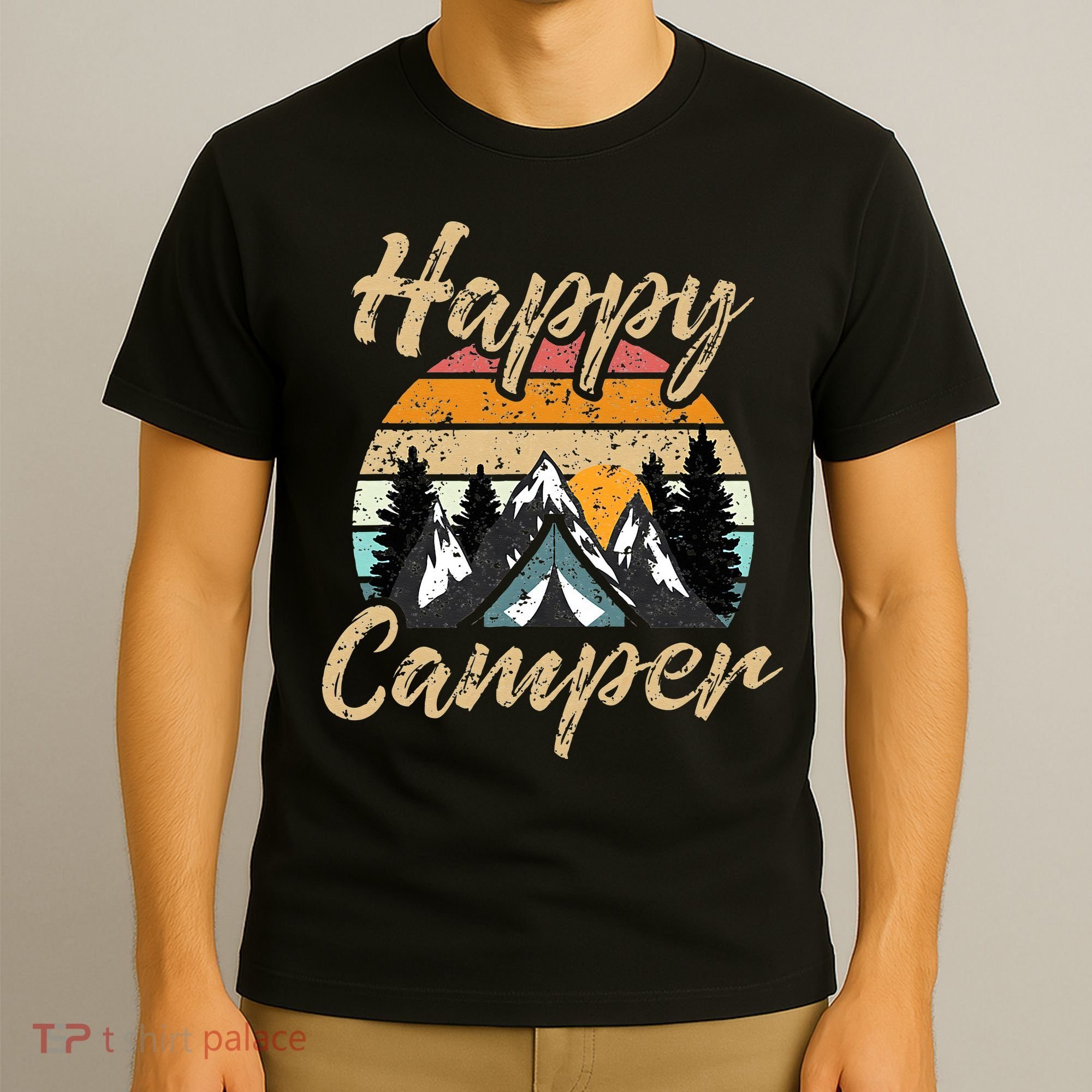 Funny Camping Hiking Lover Present Happy Camper Gift T-Shirt