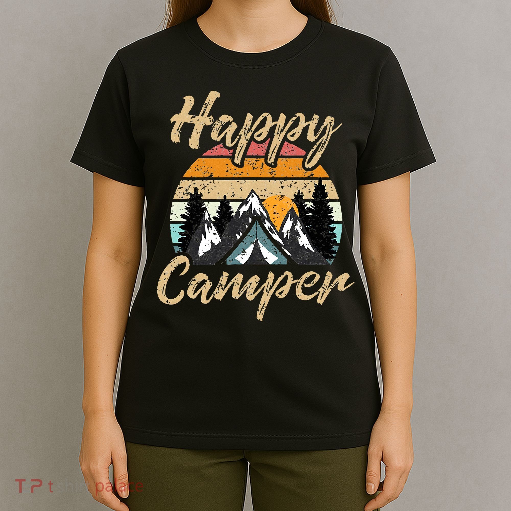 Funny Camping Hiking Lover Present Happy Camper Gift T-Shirt