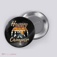 Funny Camping Hiking Lover Present Happy Camper Gift Button thumb 0