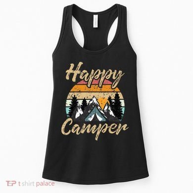 Funny Camping Hiking Lover Present Happy Camper Gift Women's Tank Top