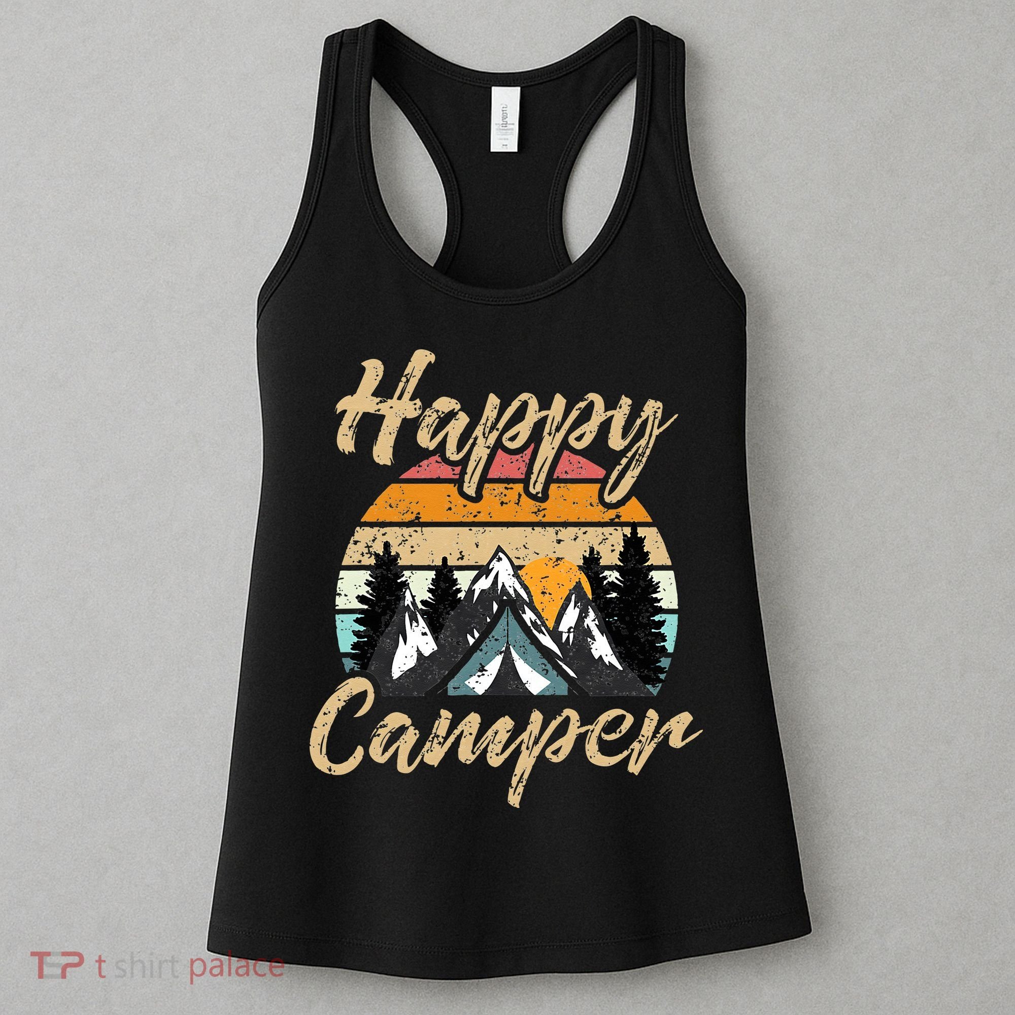 Funny Camping Hiking Lover Present Happy Camper Gift Women's Tank Top