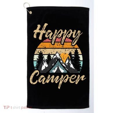 Funny Camping Hiking Lover Present Happy Camper Gift Golf Towel
