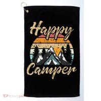 Funny Camping Hiking Lover Present Happy Camper Gift Golf Towel thumb 0