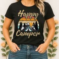 Funny Camping Hiking Lover Present Happy Camper Gift Women's T-Shirt thumb 2