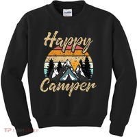 Funny Camping Hiking Lover Present Happy Camper Gift Kids Sweatshirt thumb 0