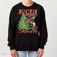Funny Cow Horsing Rocking Around Christmas Tree Western Women's Sweatshirt thumb 0