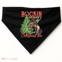 Funny Cow Horsing Rocking Around Christmas Tree Western USA-Made Doggie Bandana thumb 0