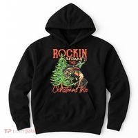 Funny Cow Horsing Rocking Around Christmas Tree Western Hoodie thumb 0
