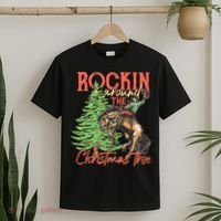 Funny Cow Horsing Rocking Around Christmas Tree Western T-Shirt thumb 2