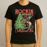 Funny Cow Horsing Rocking Around Christmas Tree Western T-Shirt thumb 3